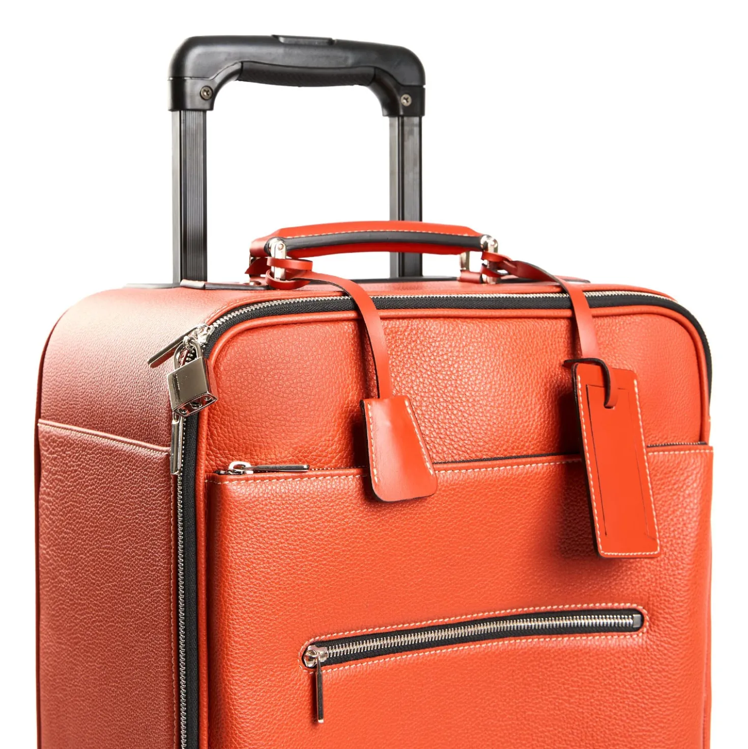 TROLLEY SEMIRIGIDO ARANCIONE In pelle martellata