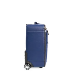TROLLEY SEMIRIGIDO BLU In pelle martellata