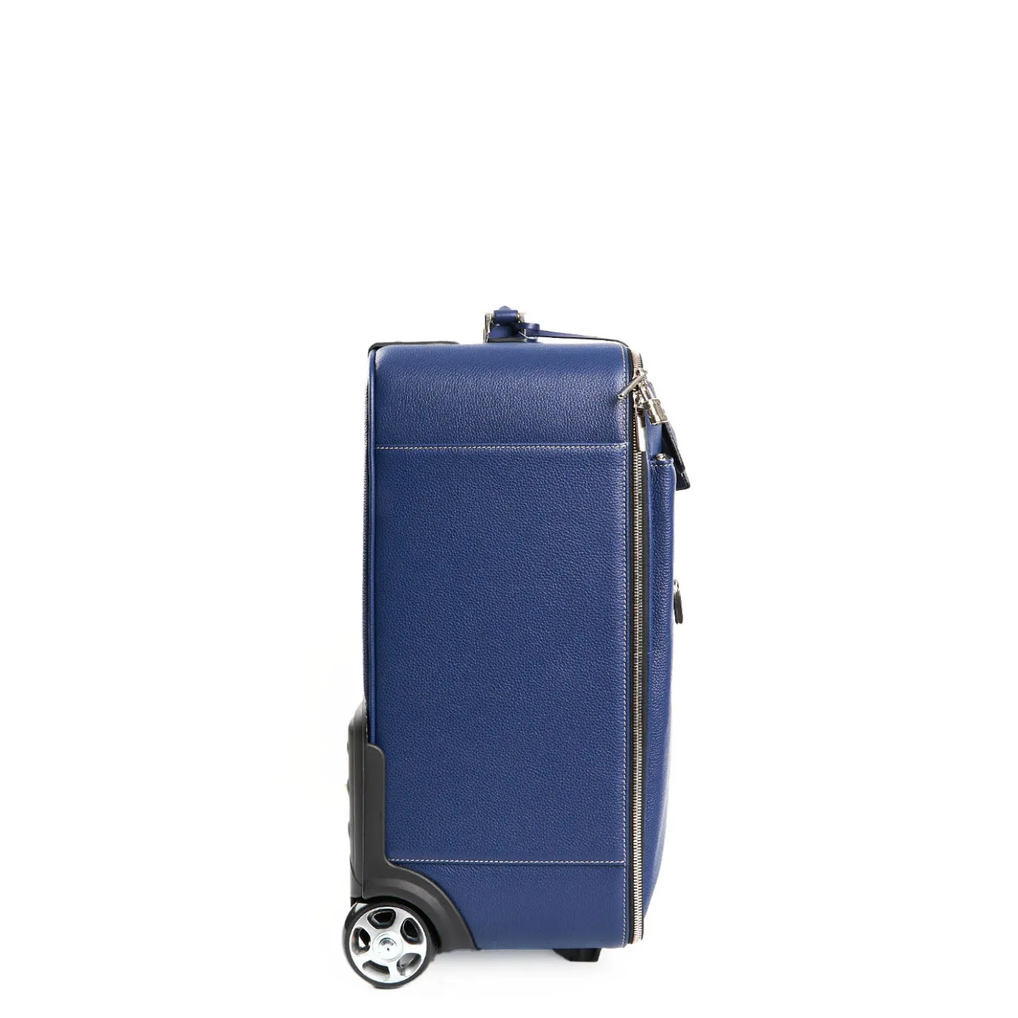 TROLLEY SEMIRIGIDO BLU In pelle martellata