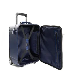TROLLEY SEMIRIGIDO BLU In pelle martellata