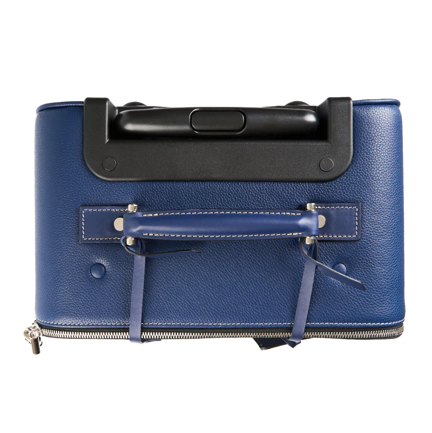 TROLLEY SEMIRIGIDO BLU In pelle martellata