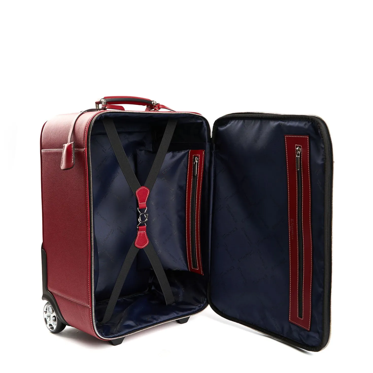 TROLLEY SEMIRIGIDO ROSSO In pelle martellata