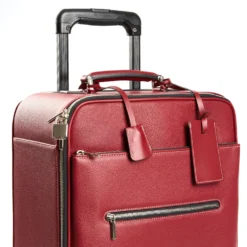 TROLLEY SEMIRIGIDO ROSSO In pelle martellata