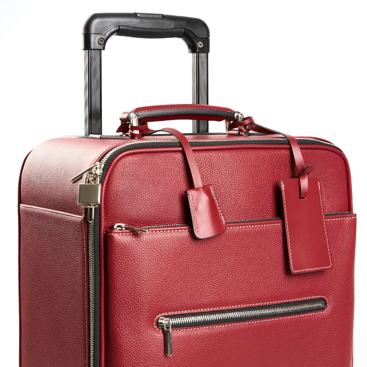 TROLLEY SEMIRIGIDO ROSSO In pelle martellata