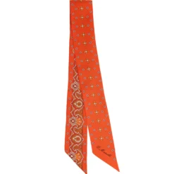 TWILLY IN SETA ARANCIONE Greek key floral