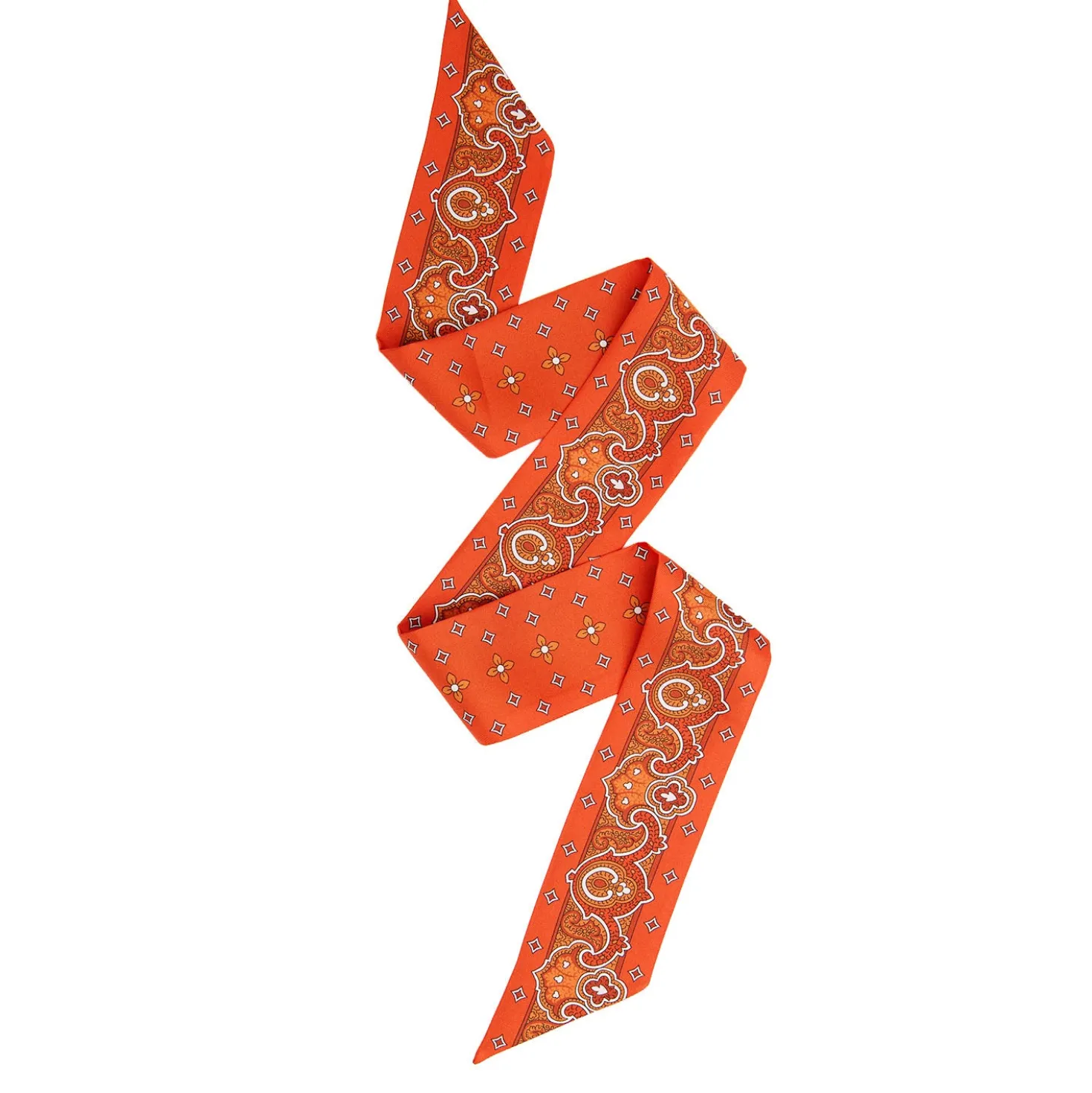TWILLY IN SETA ARANCIONE Greek key floral
