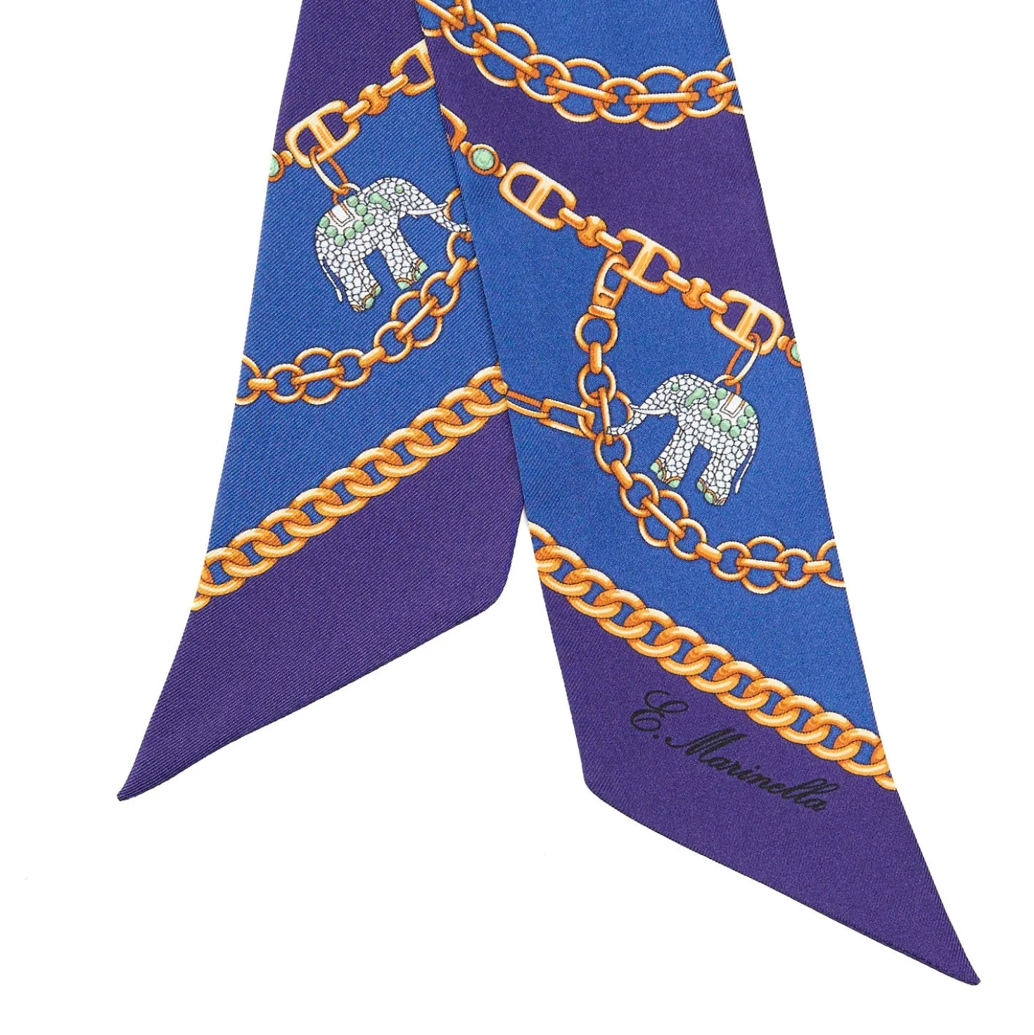 TWILLY IN SETA BLU Elefanti portafortuna