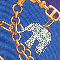 TWILLY IN SETA BLU Elefanti portafortuna