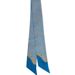 TWILLY IN SETA BLU MEDIO Microfantasia fiore