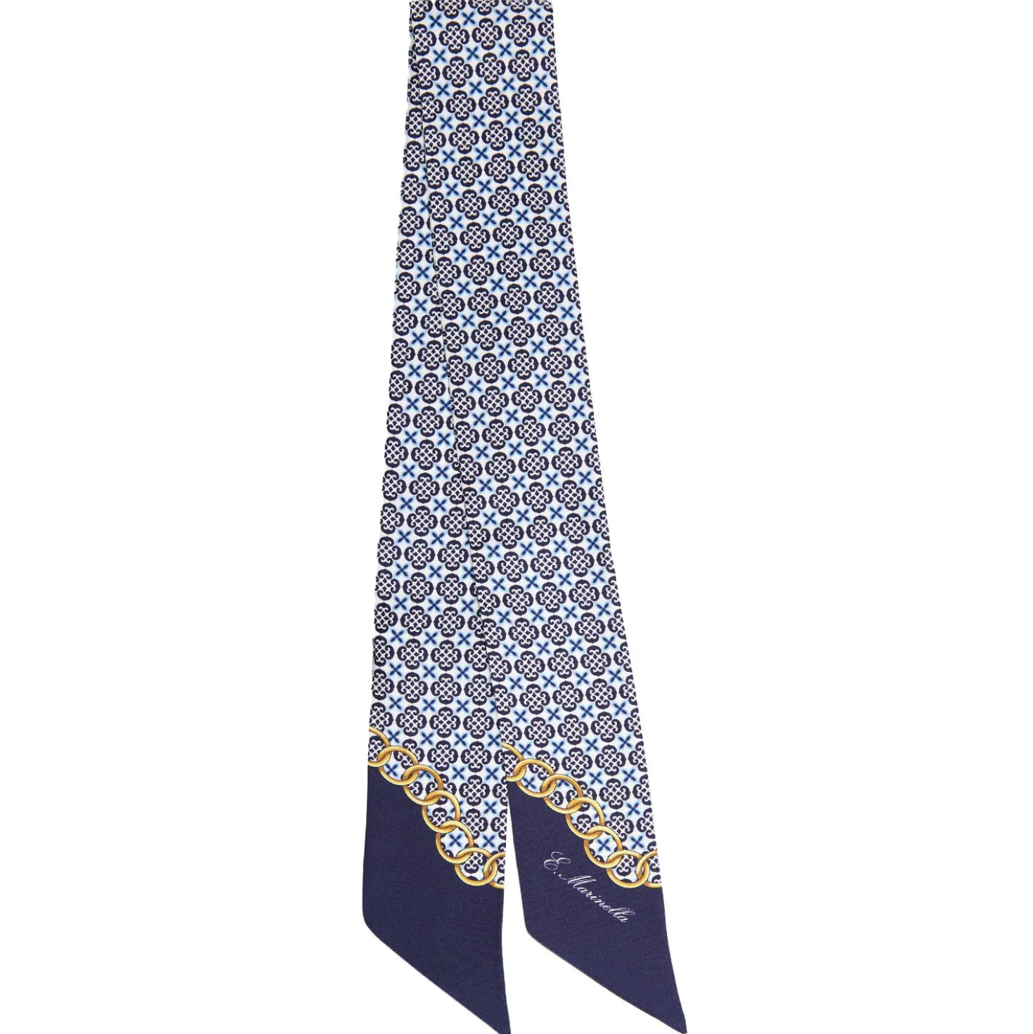 TWILLY IN SETA BLU SCURO Microfantasia fiore