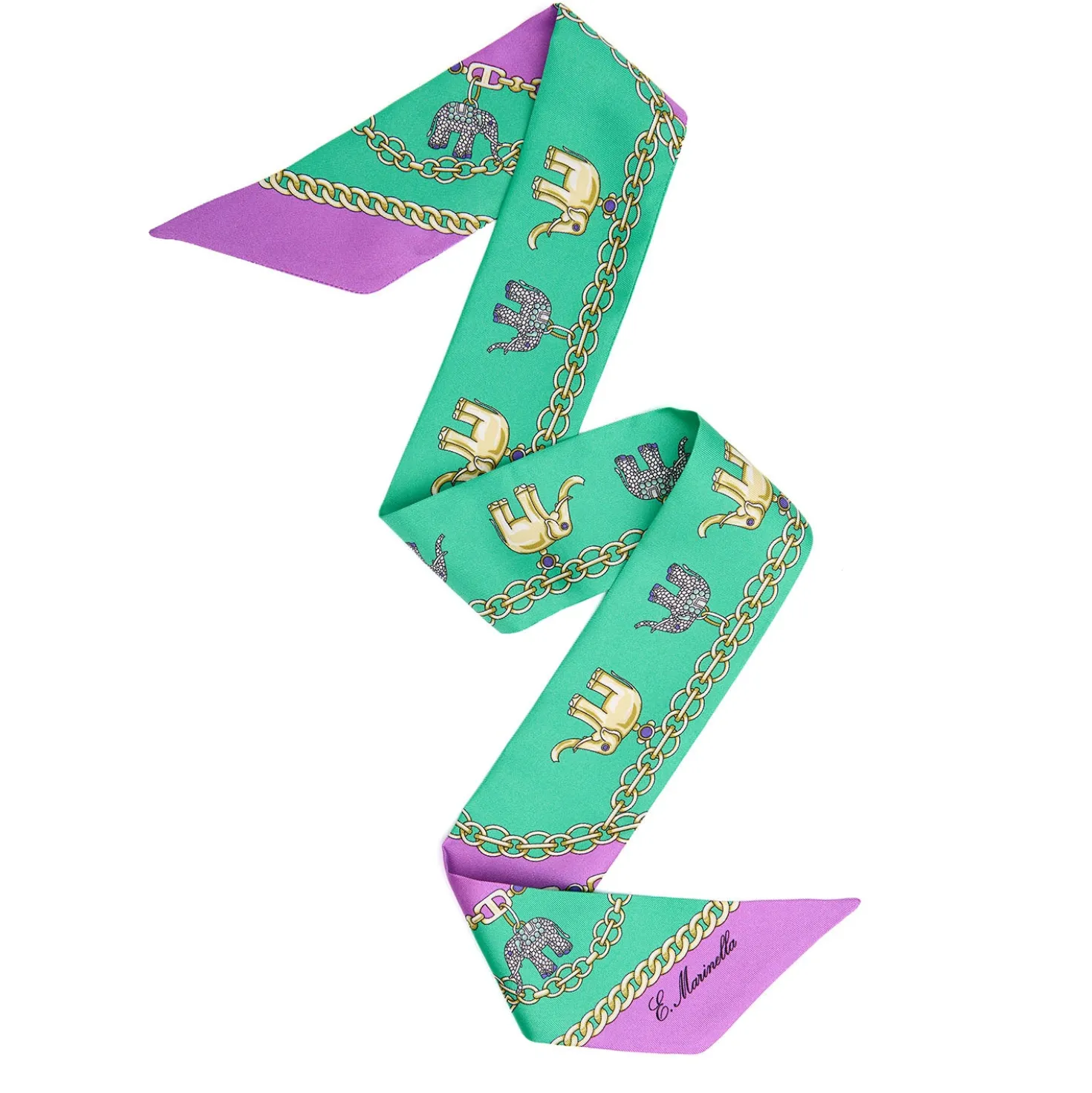 TWILLY IN SETA VERDE Lucky elephant