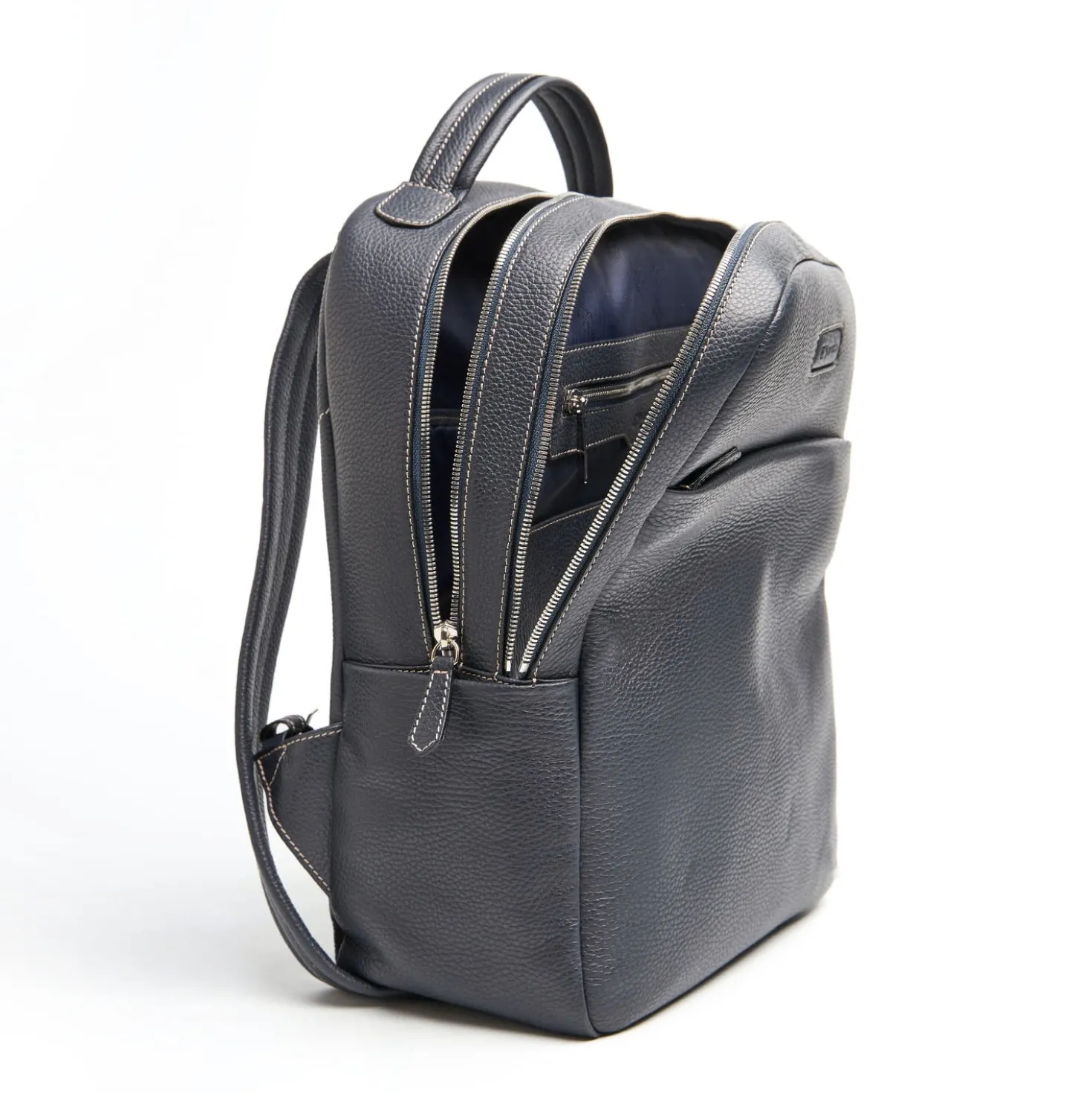 ZAINO BLU IN PELLE Con schienale rinforzato